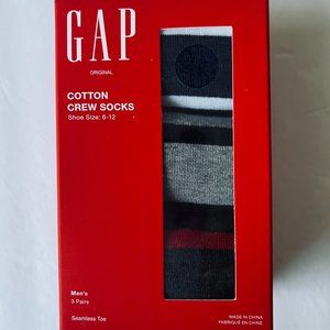 GAP Men's 3 Pair Crew Socks NIB